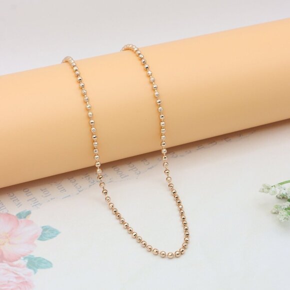 "Elegant Rose Gold Ball Chain Necklace High Polish Finish, XPNL0334 - Picture 7 of 12